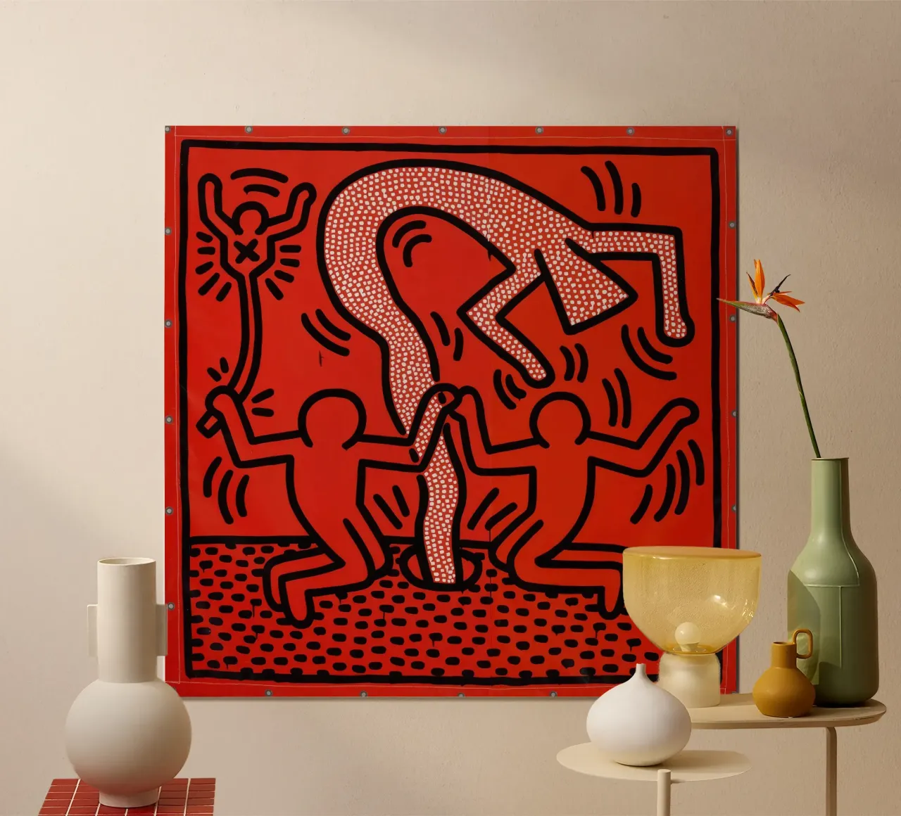 Poster di Keith Haring "Untitled" Pop Art Human Vortex poster con telaio in plastica da ClubArt