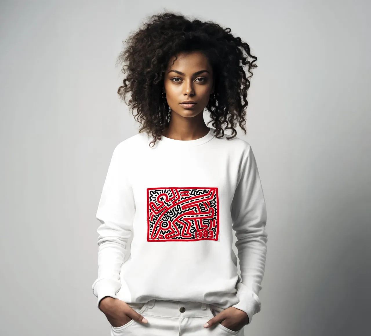 Keith Haring "Untitled" Pop Art Póster Laberinto Rojo sudadera de ClubArt