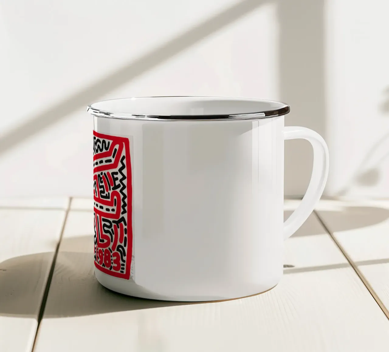 Keith Haring "Senza titolo" Poster Pop Art Labirinto Rosso tazza in smalto da ClubArt