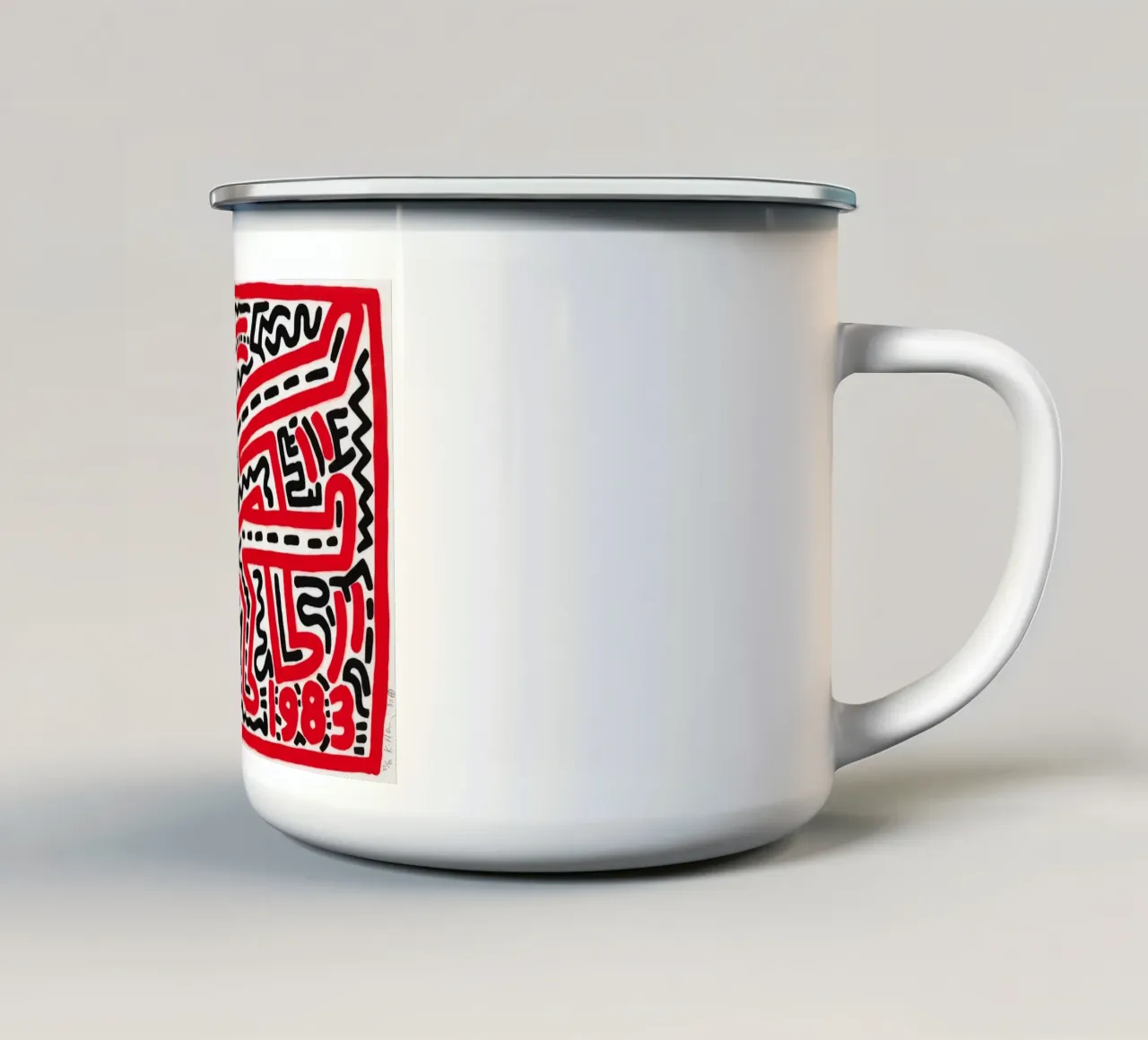 Keith Haring "Senza titolo" Poster Pop Art Labirinto Rosso tazza in smalto da ClubArt