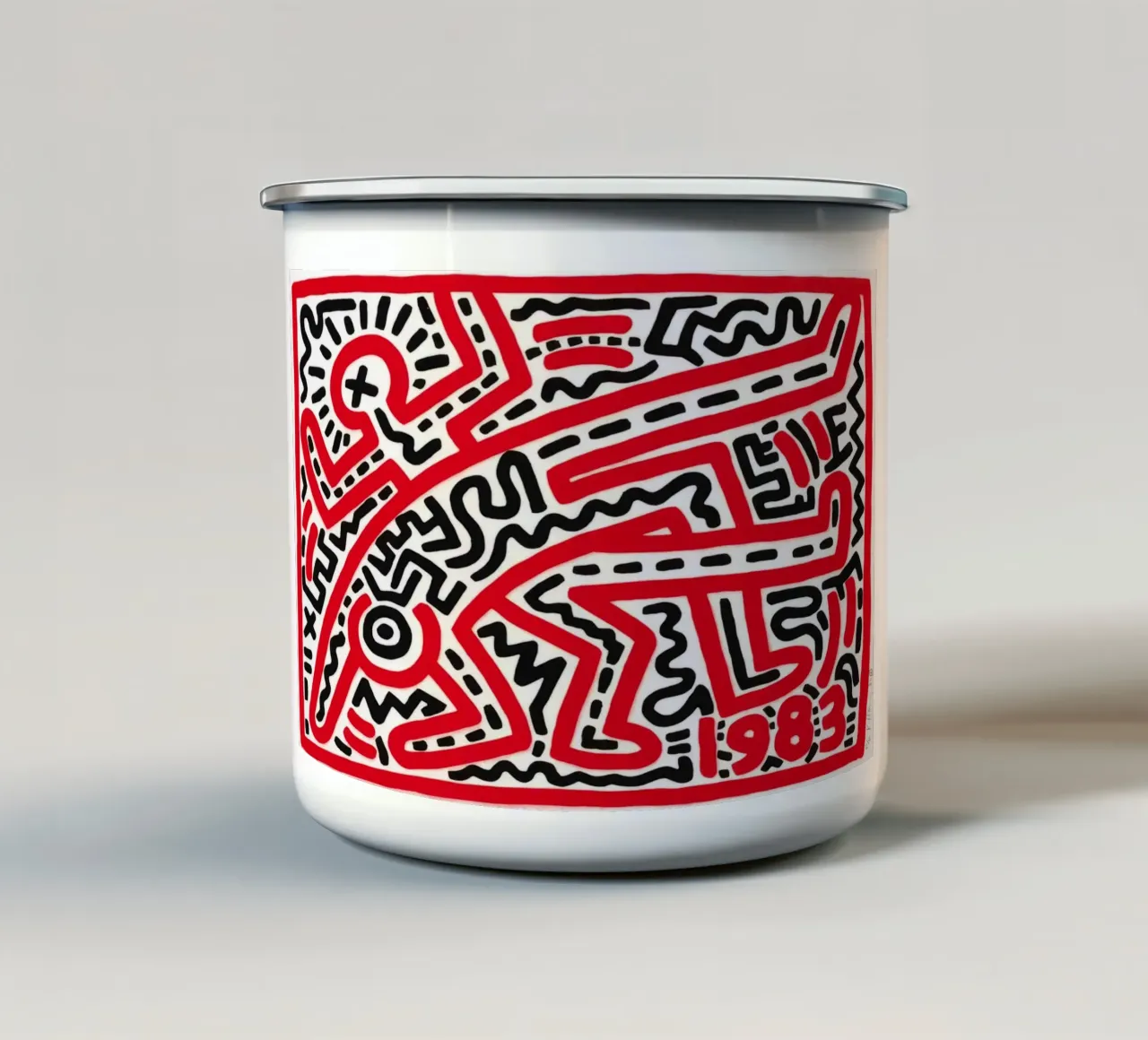 Keith Haring "Senza titolo" Poster Pop Art Labirinto Rosso tazza in smalto da ClubArt
