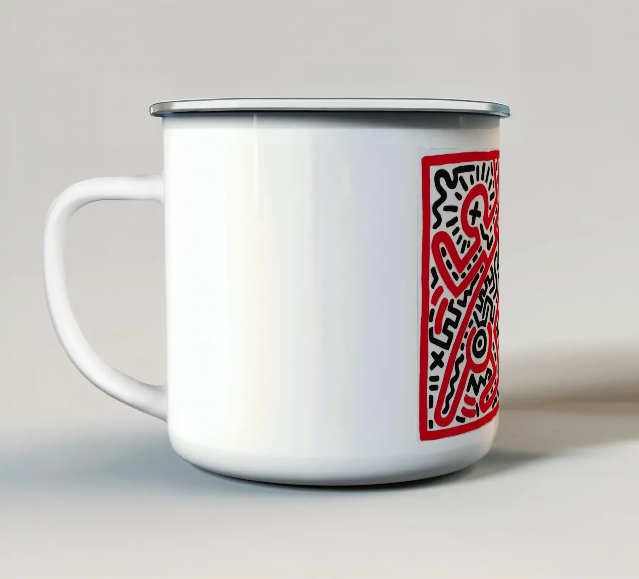 Keith Haring "Senza titolo" Poster Pop Art Labirinto Rosso tazza in smalto da ClubArt
