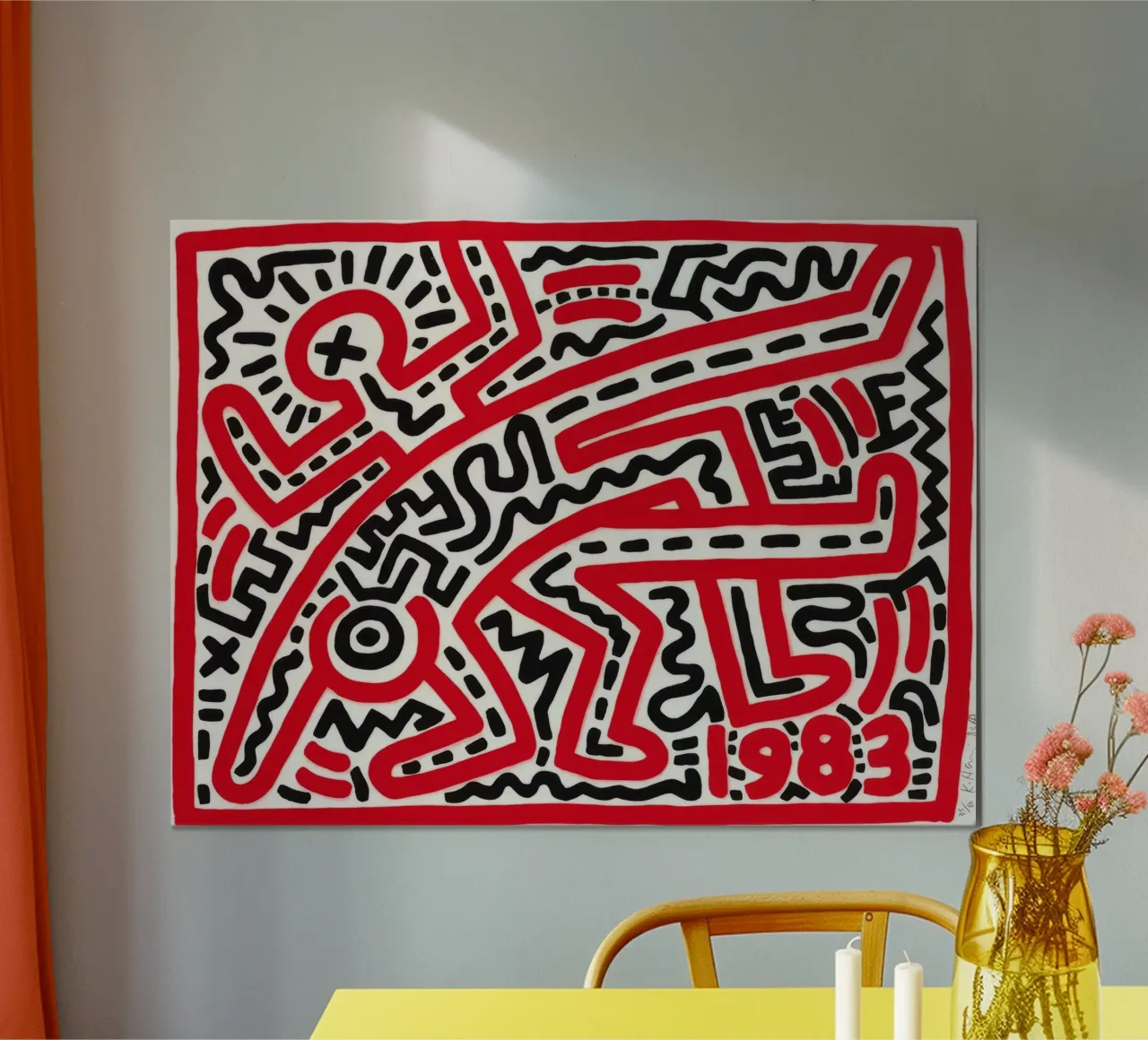Keith Haring "Senza titolo" Poster Pop Art Labirinto Rosso poster da ClubArt