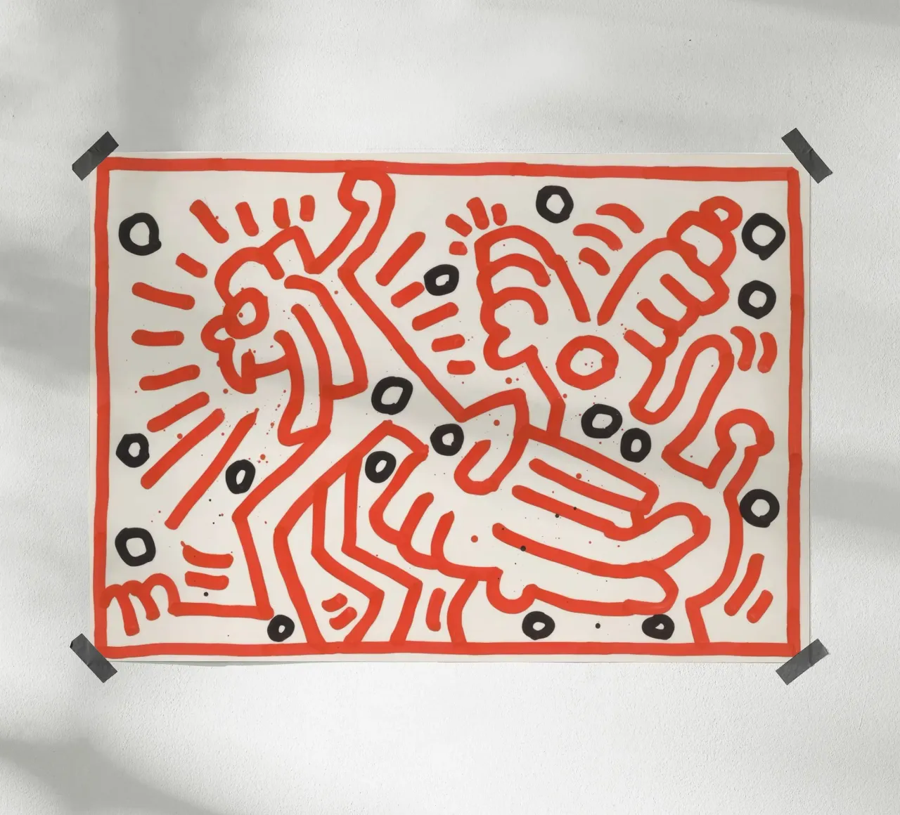 Keith Haring "Senza titolo" Pop Art Umano vs. Bestia poster da ClubArt
