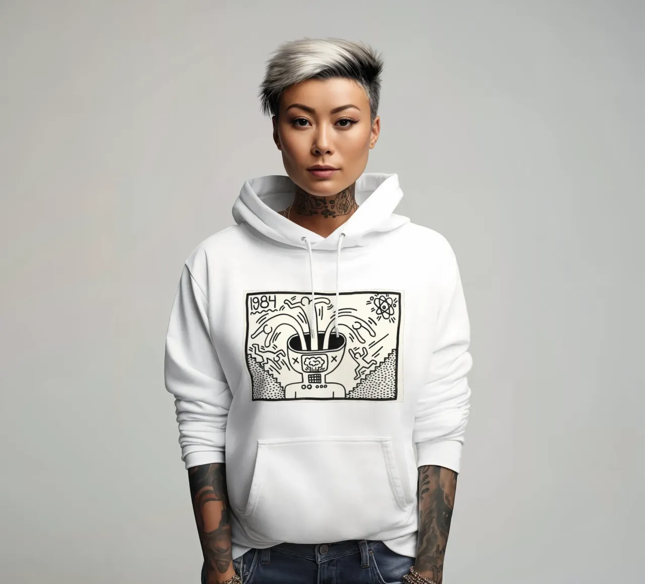 Poster di Keith Haring "Untitled", esplosione mentale della Pop Art felpa con cappuccio da ClubArt