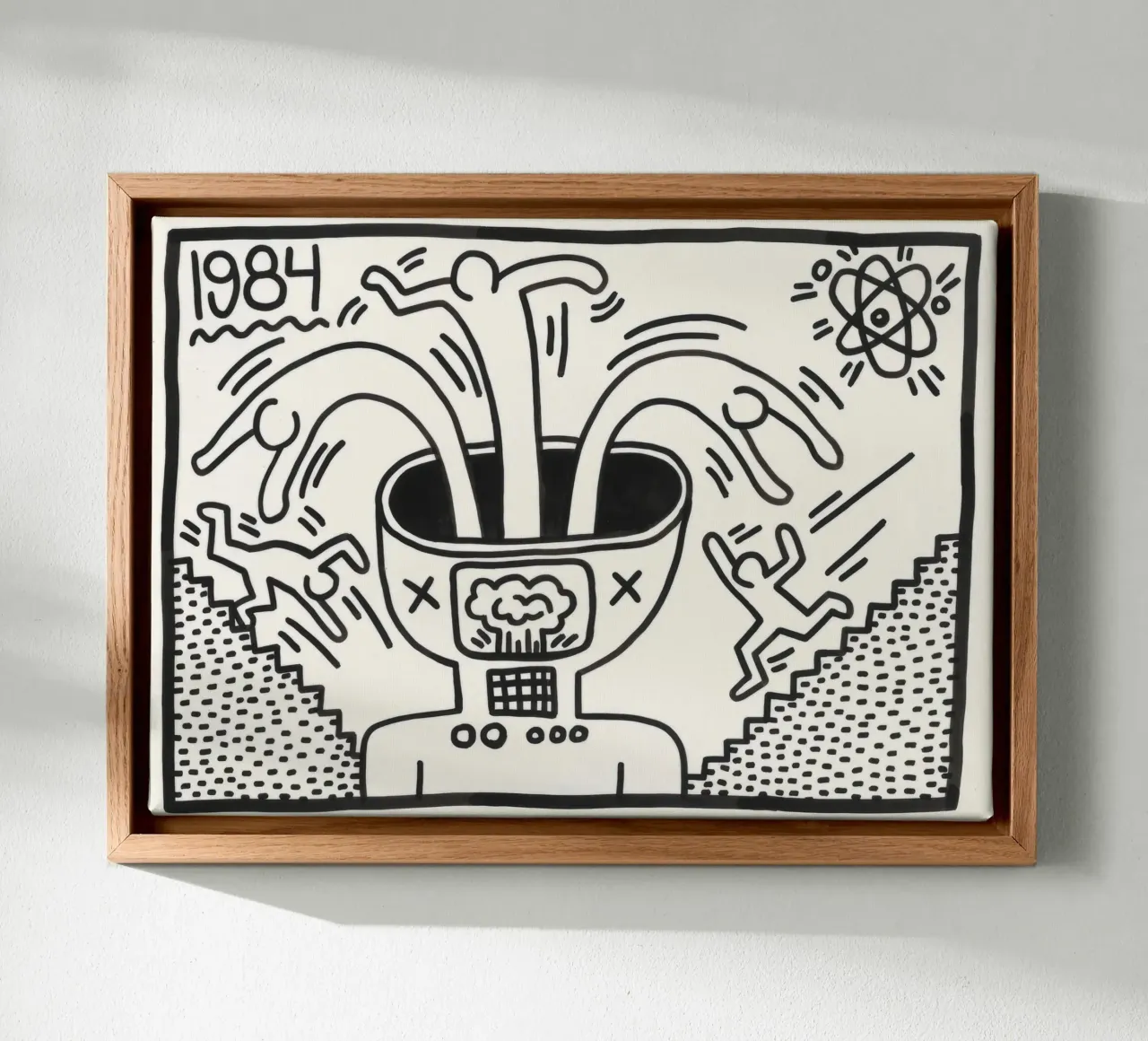 Keith Haring "Untitled" Pop Art Mind Explosion Poster toile avec Caisse américaine de ClubArt