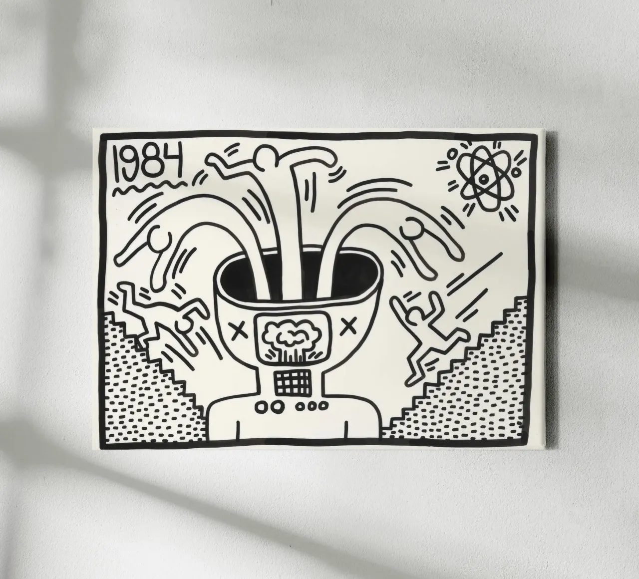 Keith Haring "Untitled" Pop Art Mind Explosion Poster toile avec Caisse américaine de ClubArt
