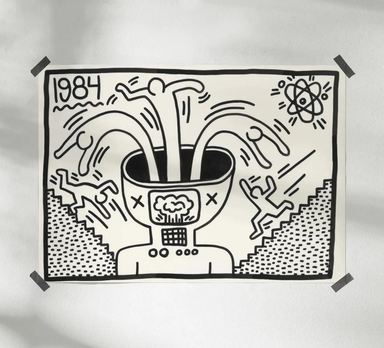 Poster di Keith Haring "Untitled", esplosione mentale della Pop Art poster con telaio in legno da ClubArt