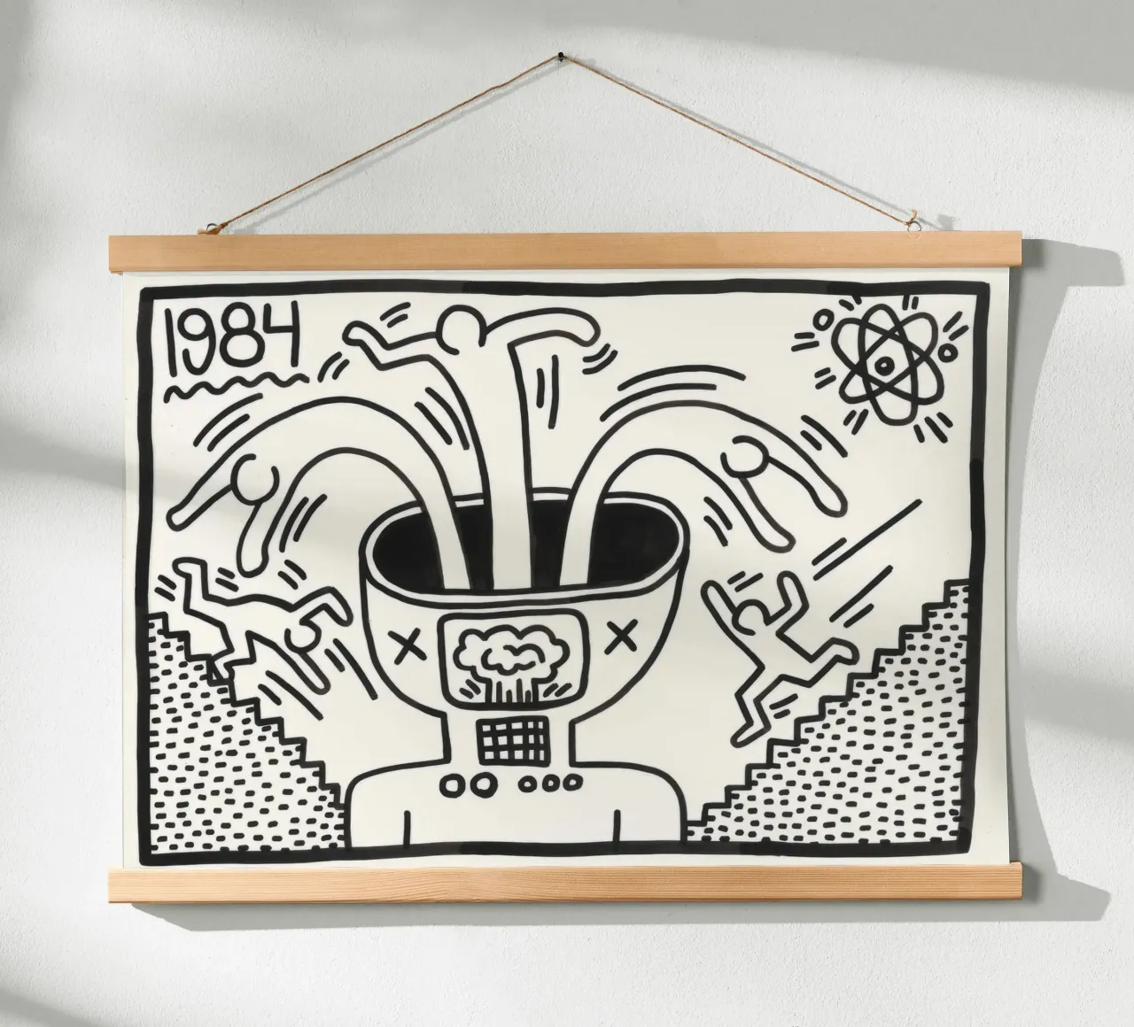 Poster di Keith Haring "Untitled", esplosione mentale della Pop Art poster con telaio in legno da ClubArt