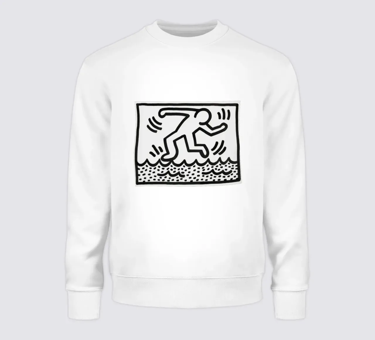 Keith Haring "Senza titolo" Pop Art che cammina sull'acqua felpa da ClubArt