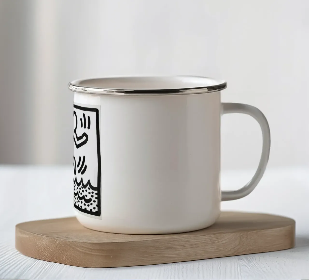 Keith Haring "Senza titolo" Pop Art che cammina sull'acqua tazza in smalto da ClubArt