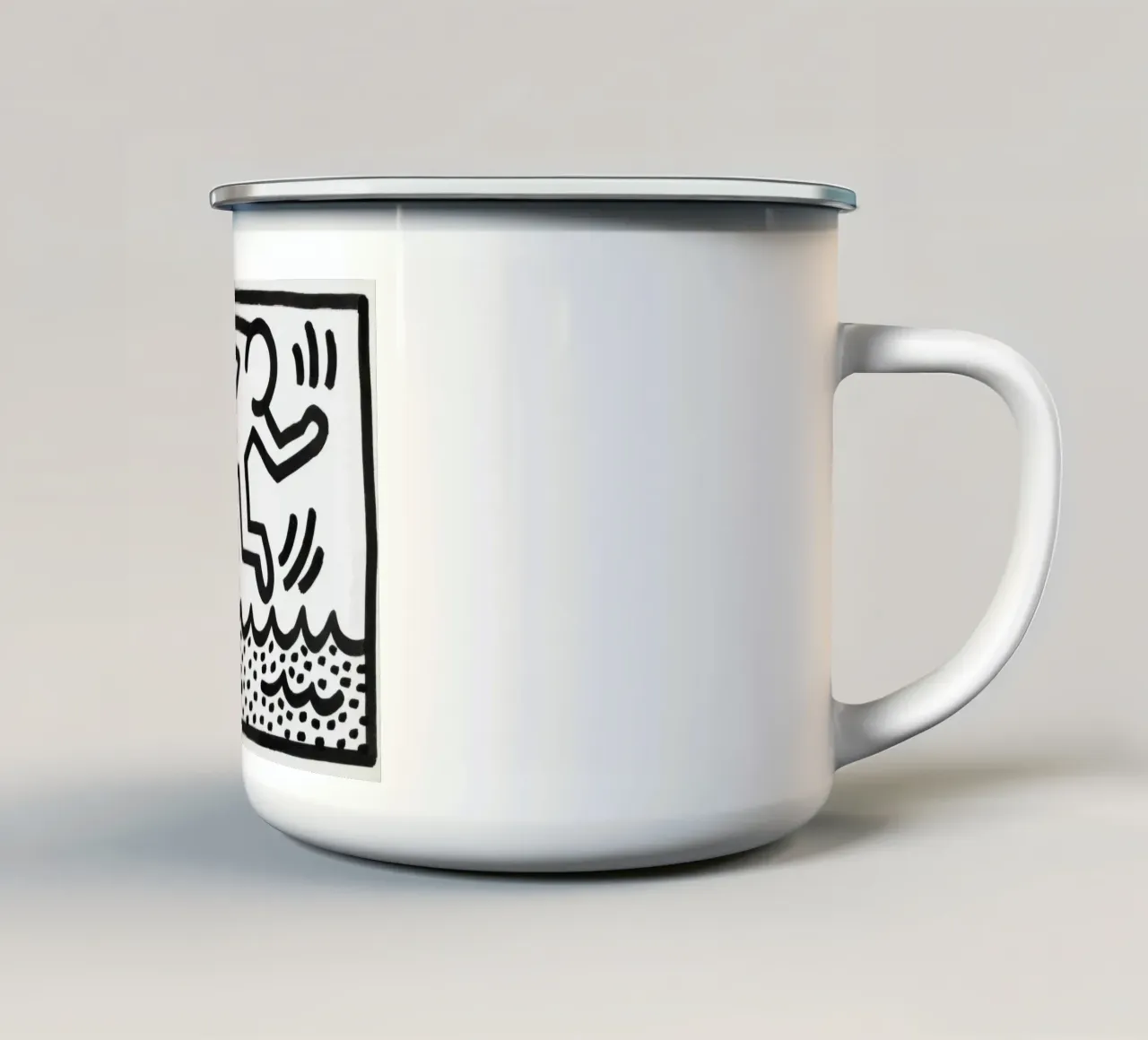 Keith Haring "Senza titolo" Pop Art che cammina sull'acqua tazza in smalto da ClubArt