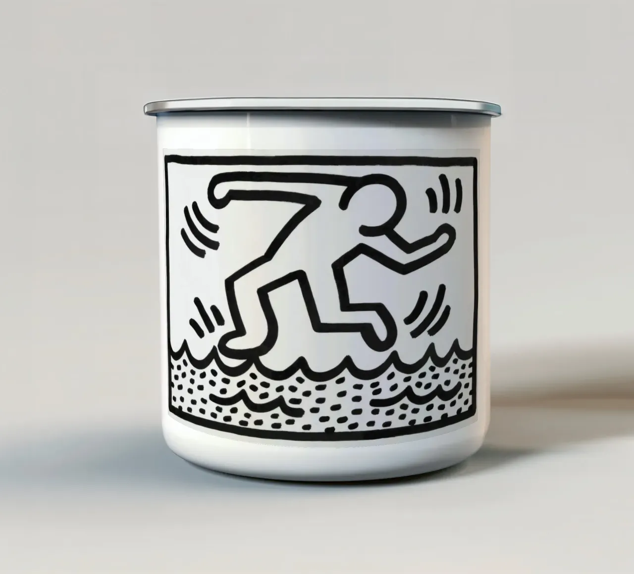 Keith Haring "Senza titolo" Pop Art che cammina sull'acqua tazza in smalto da ClubArt