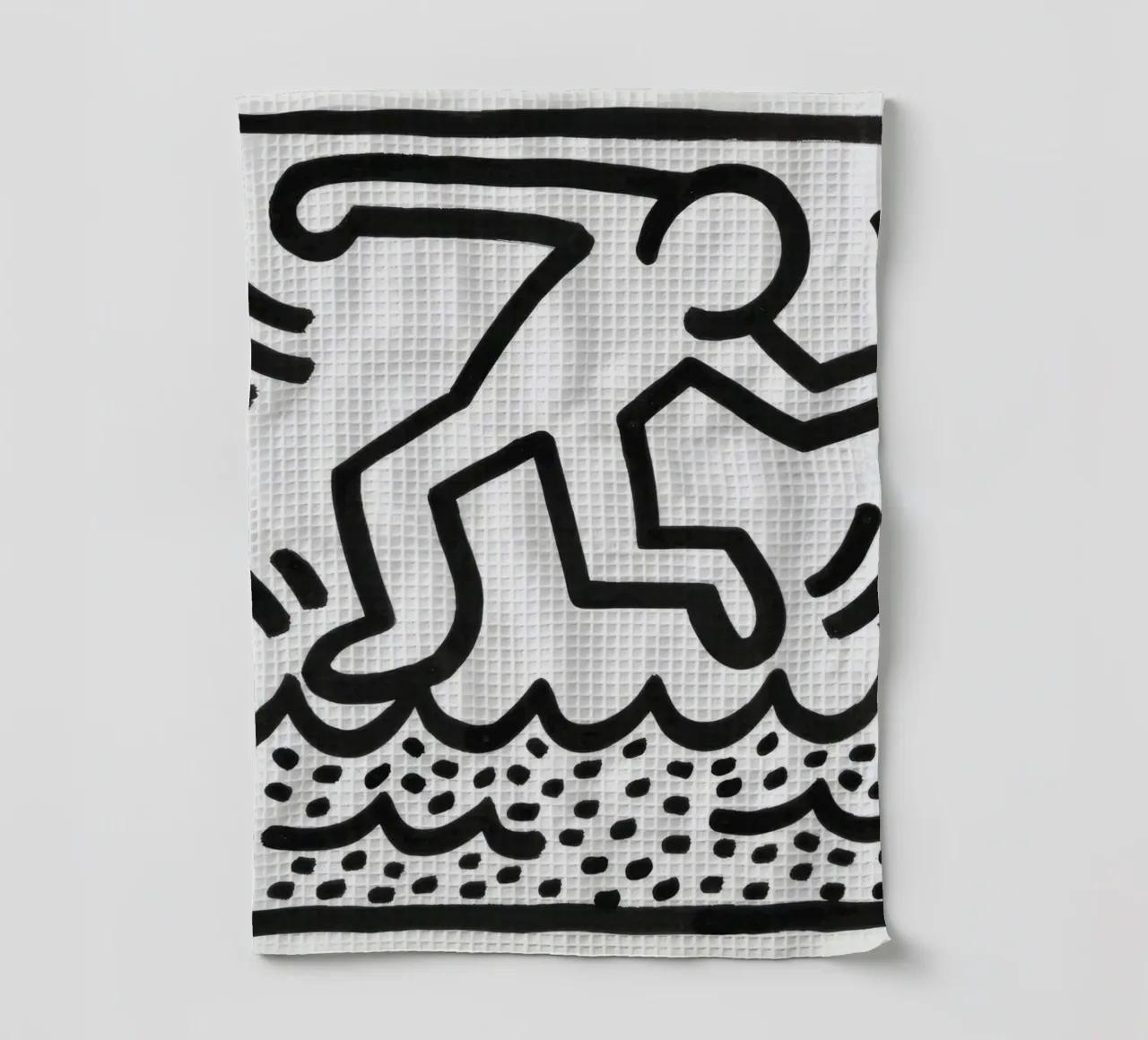 Keith Haring "Untitled" Pop Art marchant sur l'eau torchon de ClubArt