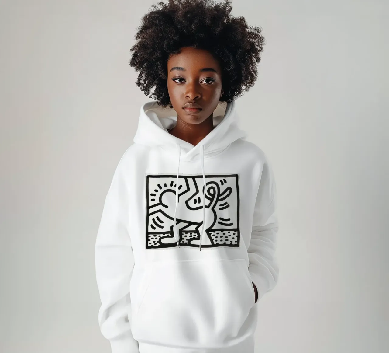 Keith Haring "Untitled" Poster Pop Art Uomo Gatto felpa con cappuccio da ClubArt