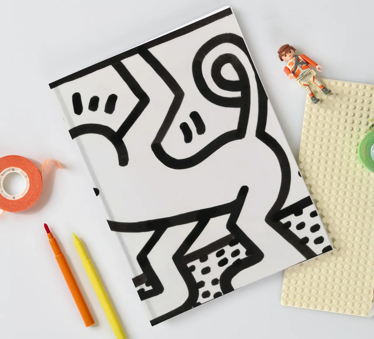 Keith Haring "Untitled" Pop Art Cat Man Poster notebook by ClubArt