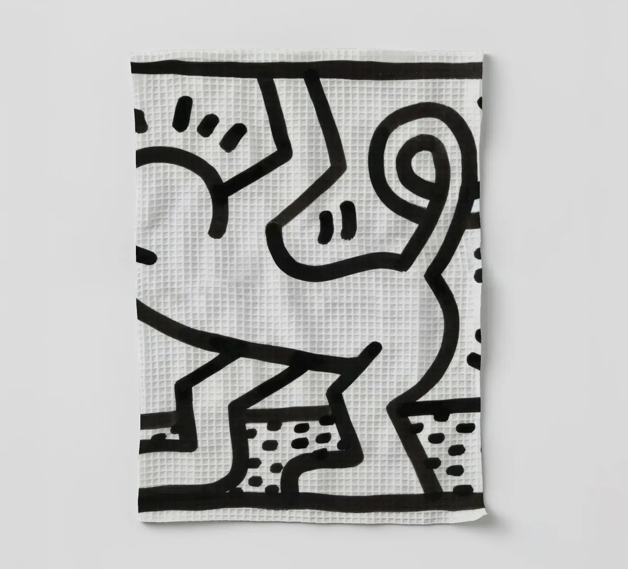 Keith Haring "Untitled" Pop Art Cat Man Poster torchon de ClubArt