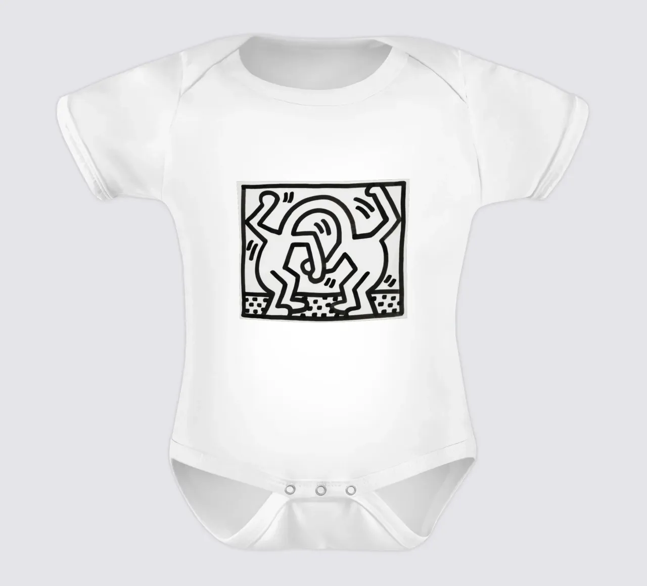 Keith Haring "Untitled" Pop Art Dynamisches Duo Kurzarm Babybody von ClubArt