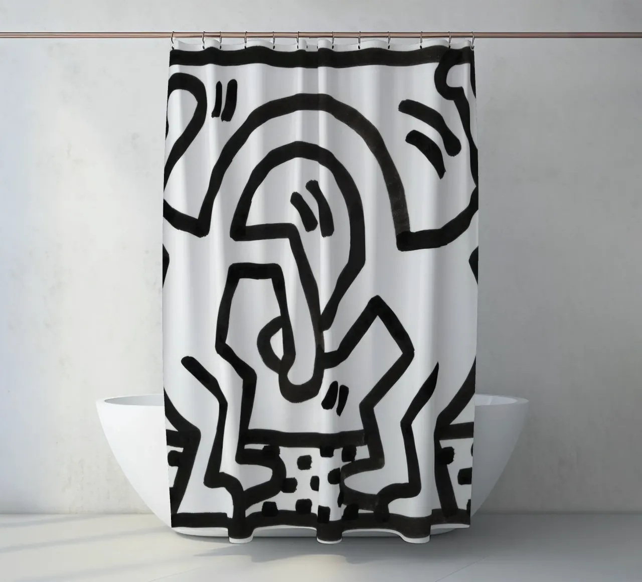 Keith Haring "Untitled" Pop Art Dynamisches Duo Duschvorhang von ClubArt