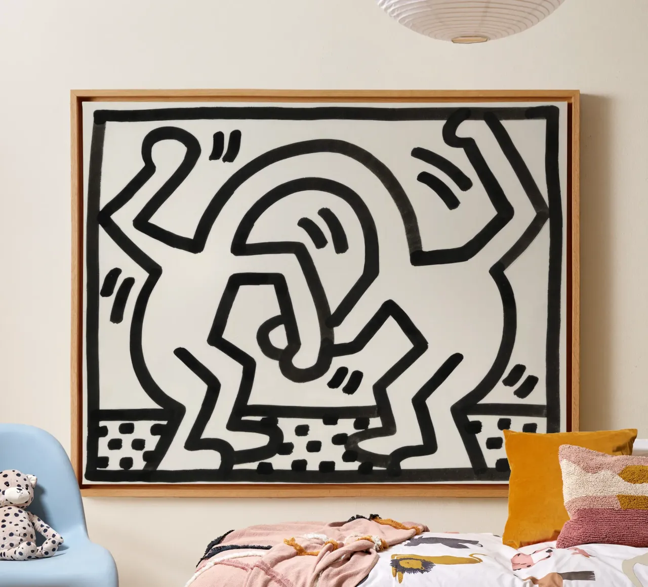 Keith Haring "Zonder titel" Pop Art Dynamisch Duo canvas met Baklijst van ClubArt