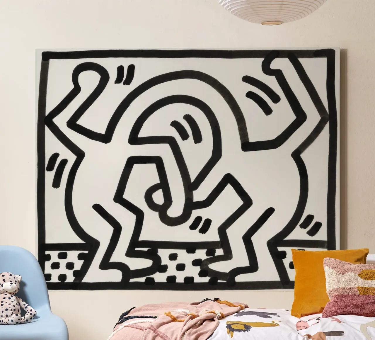 Keith Haring "Zonder titel" Pop Art Dynamisch Duo canvas met Baklijst van ClubArt