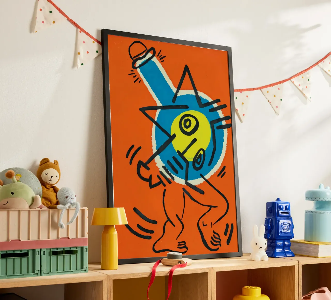 Poster energetico Pop Art "Senza titolo" di Keith Haring poster con telaio in legno da ClubArt