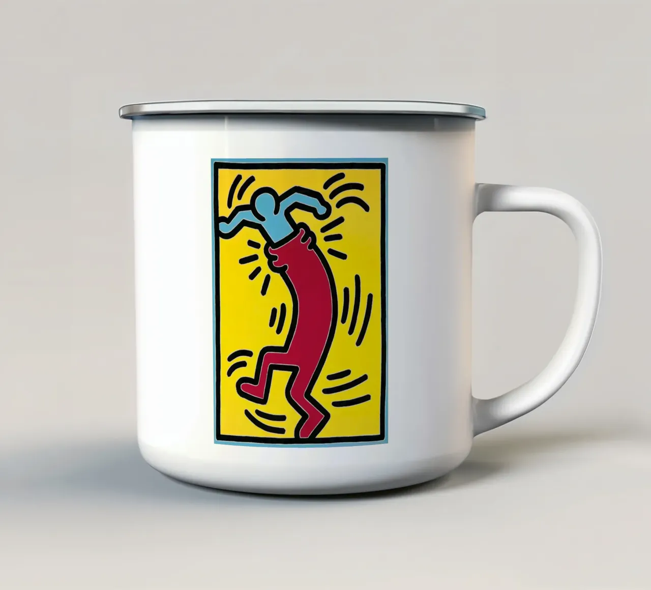 Keith Haring "Senza titolo" Poster Pop Art rosso e blu tazza in smalto da ClubArt