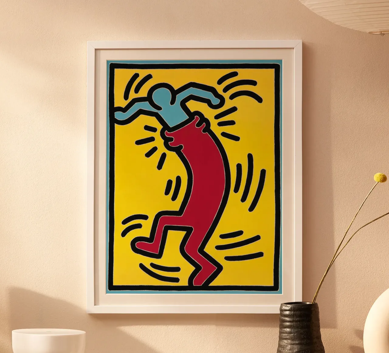 Keith Haring "Senza titolo" Poster Pop Art rosso e blu poster con telaio in plastica da ClubArt