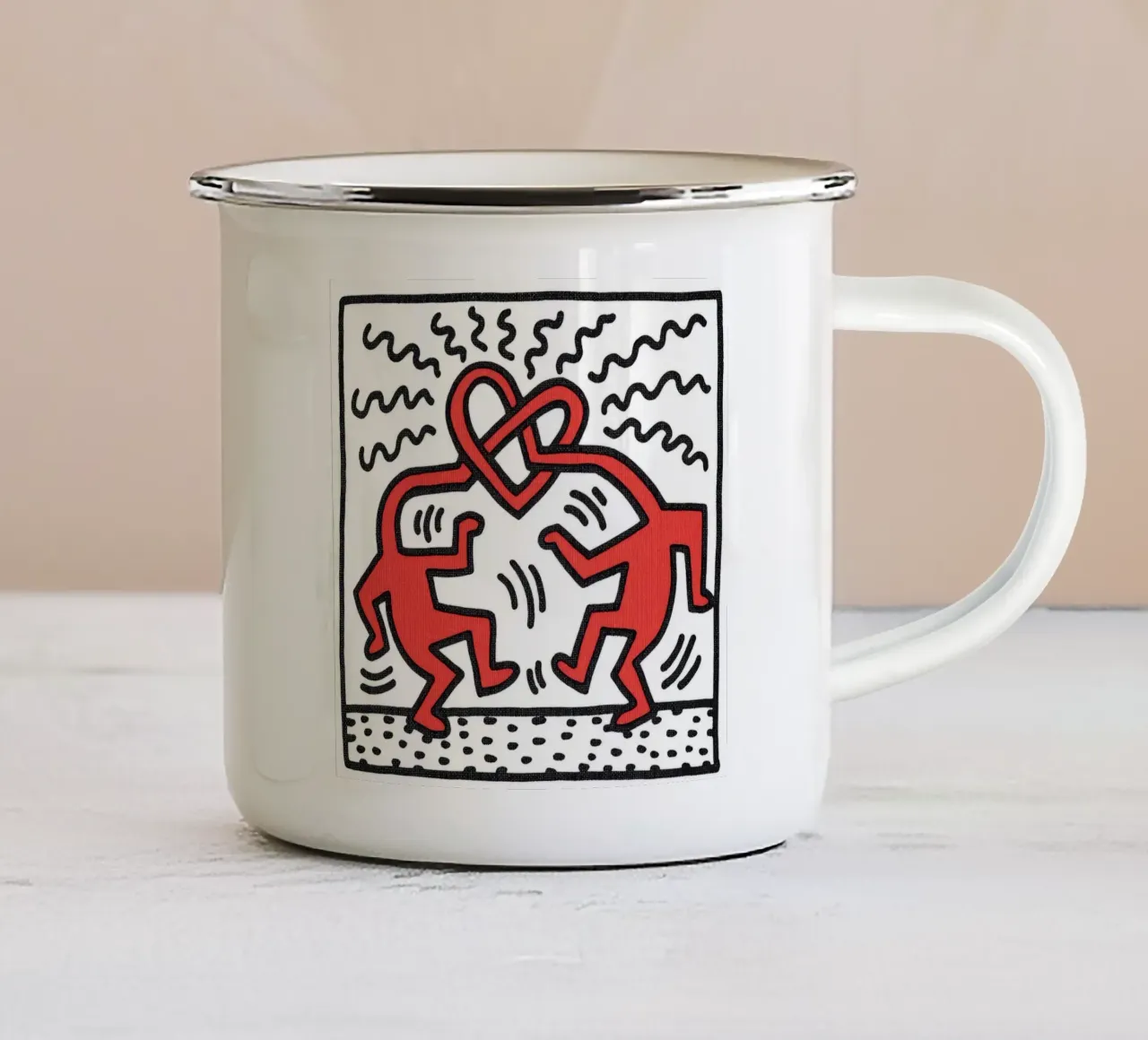 Poster d'amore Pop Art "Senza titolo" di Keith Haring tazza in smalto da ClubArt