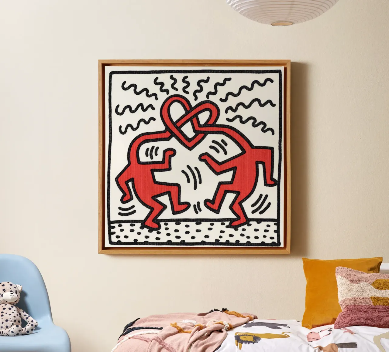 Keith Haring "Zonder titel" Pop Art Liefdes Poster canvas met Baklijst van ClubArt