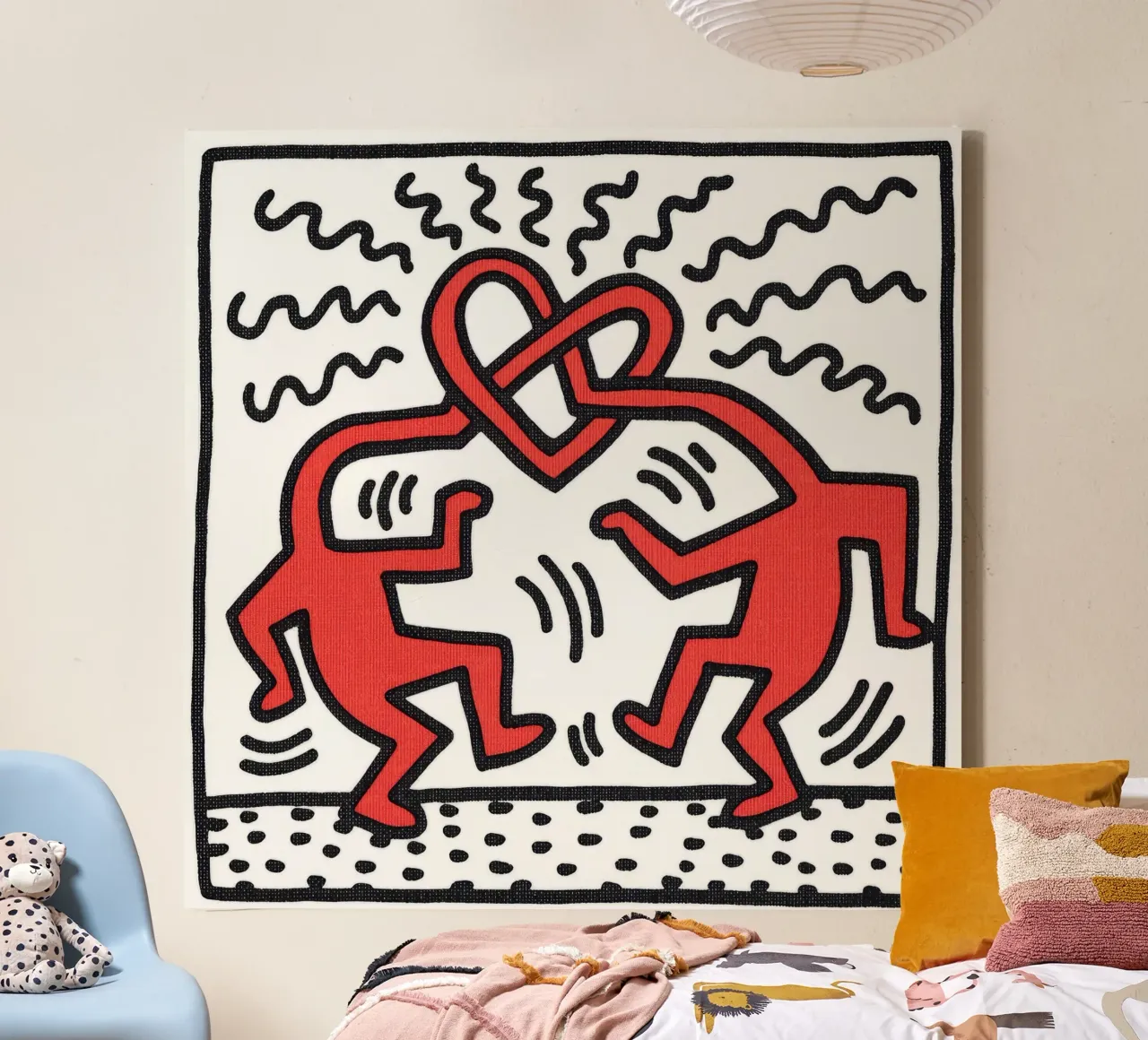Keith Haring "Zonder titel" Pop Art Liefdes Poster canvas met Baklijst van ClubArt