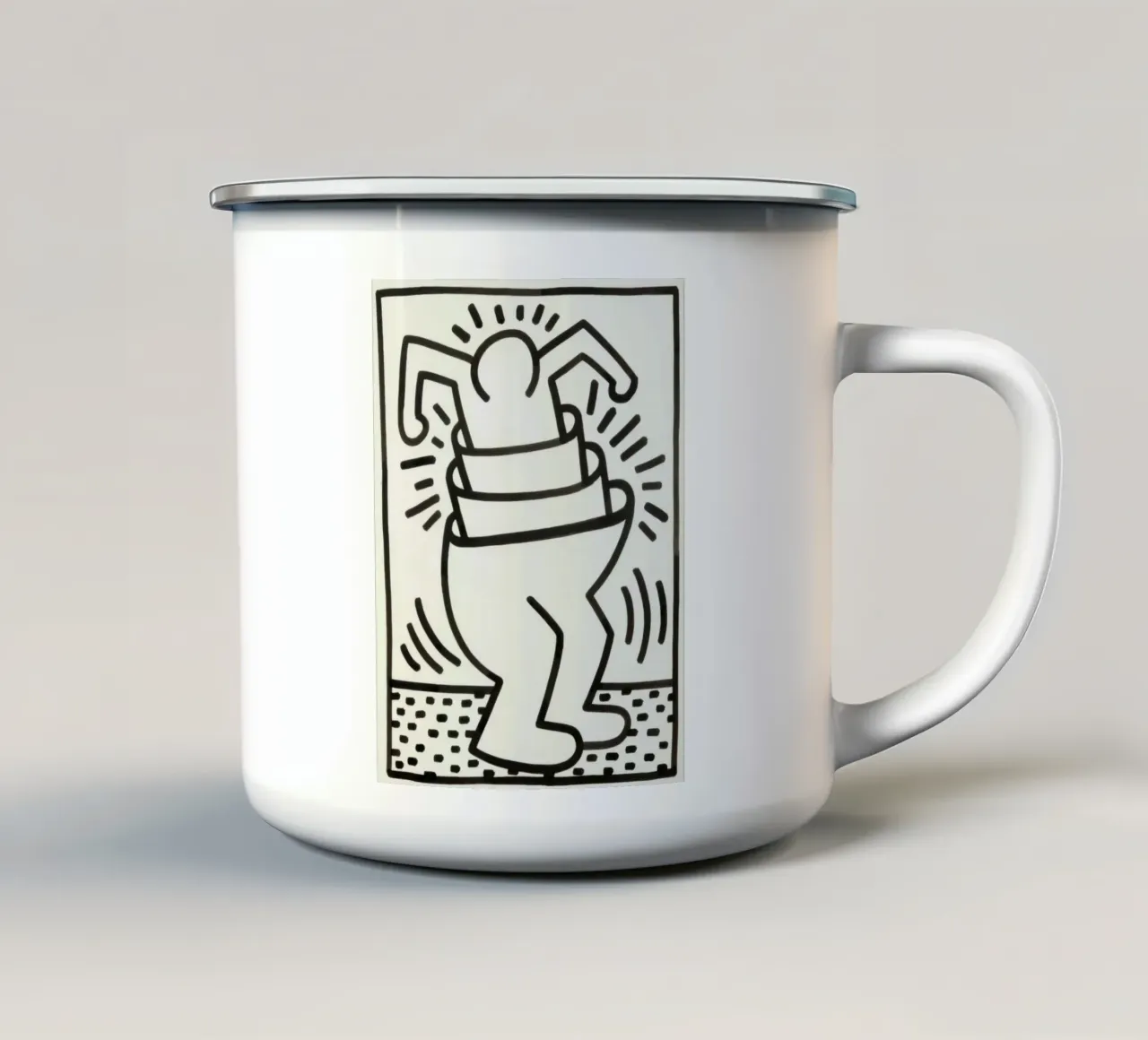 Poster contenitore Pop Art "Senza titolo" di Keith Haring tazza in smalto da ClubArt