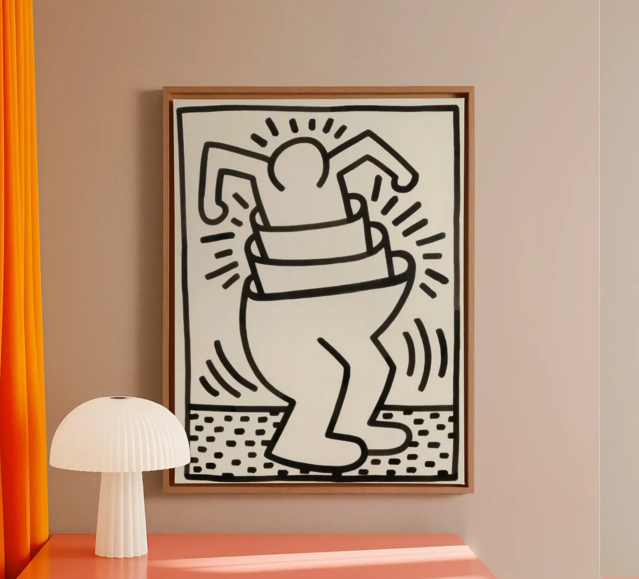 Keith Haring "Zonder titel" Pop Art Container Poster canvas met Baklijst van ClubArt