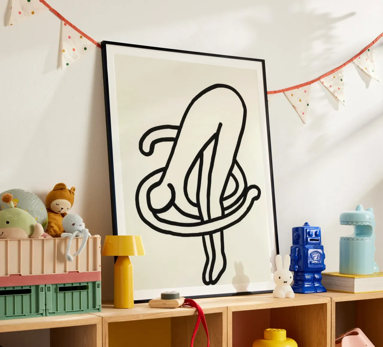 Poster di Keith Haring "Untitled" Pop Art Human Knot poster con telaio in alluminio da ClubArt