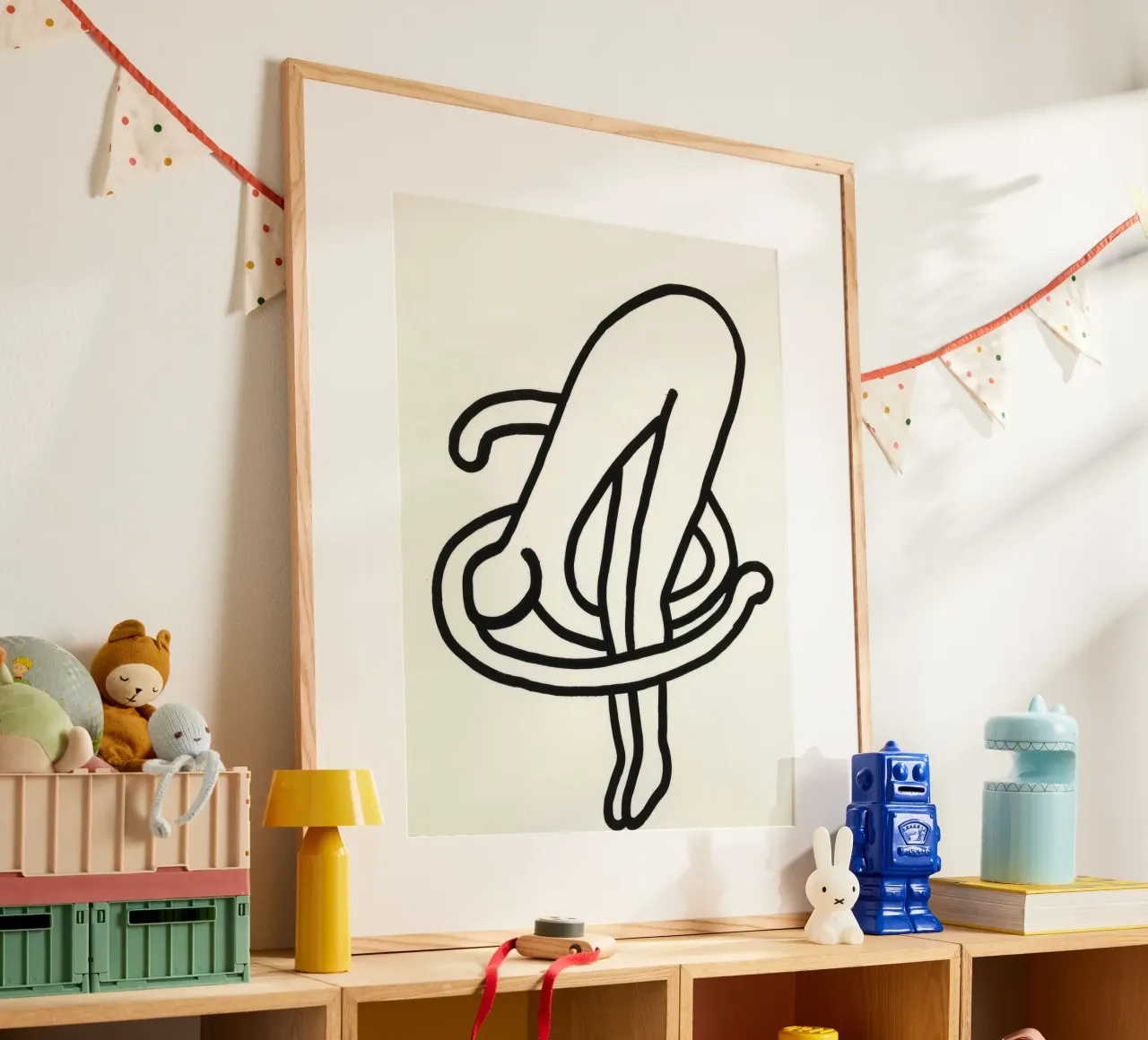 Poster di Keith Haring "Untitled" Pop Art Human Knot poster con telaio in alluminio da ClubArt