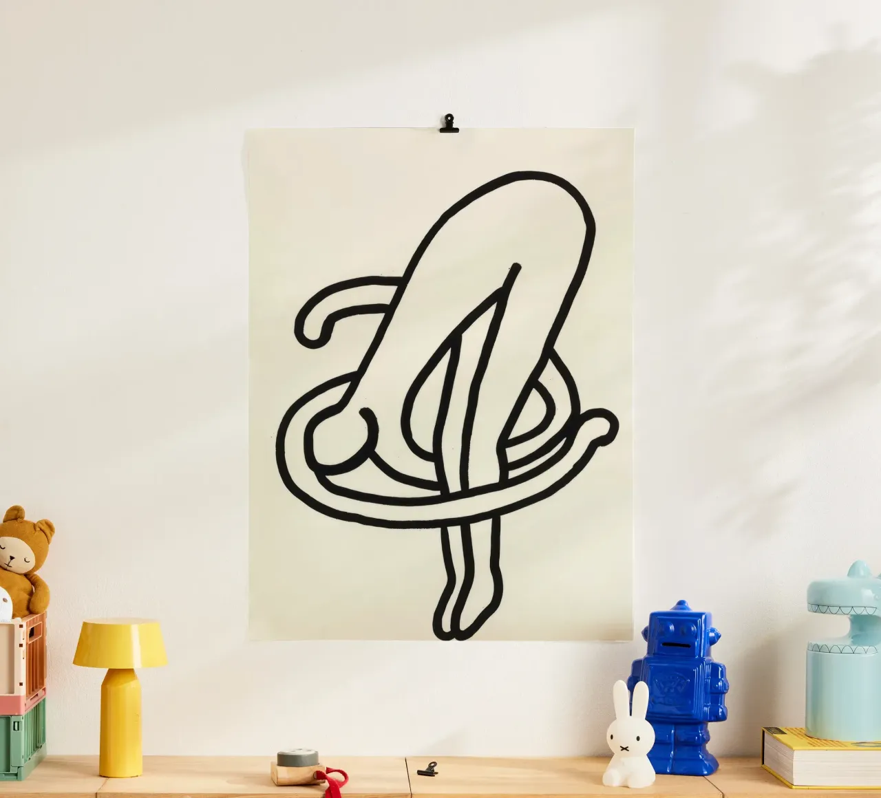 Poster di Keith Haring "Untitled" Pop Art Human Knot poster con telaio in alluminio da ClubArt