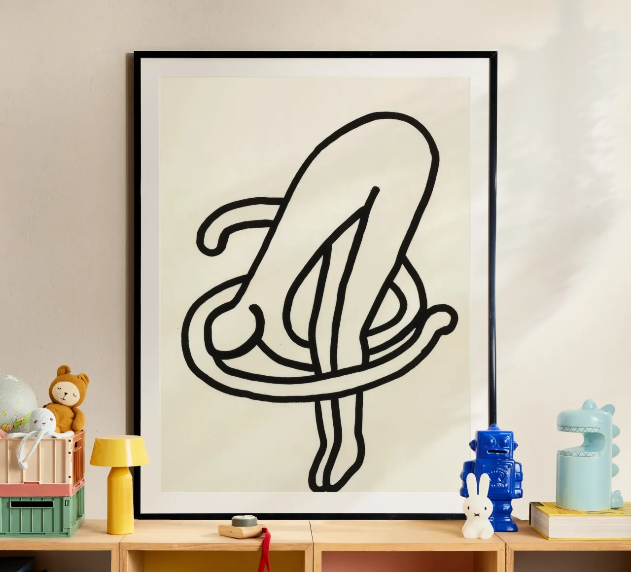 Poster di Keith Haring "Untitled" Pop Art Human Knot poster con telaio in alluminio da ClubArt