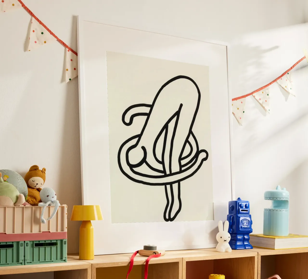 Poster di Keith Haring "Untitled" Pop Art Human Knot poster con telaio in alluminio da ClubArt