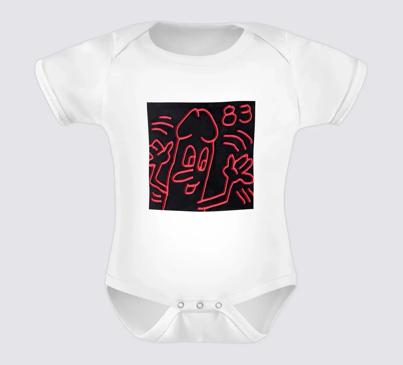 Keith Haring "Untitled", poster pop art con pene body neonato maniche corte da ClubArt