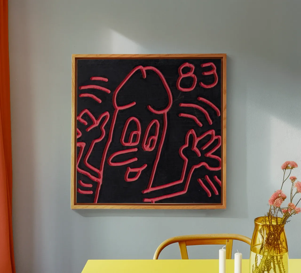 Keith Haring "Untitled", poster pop art con pene plexiglass da ClubArt