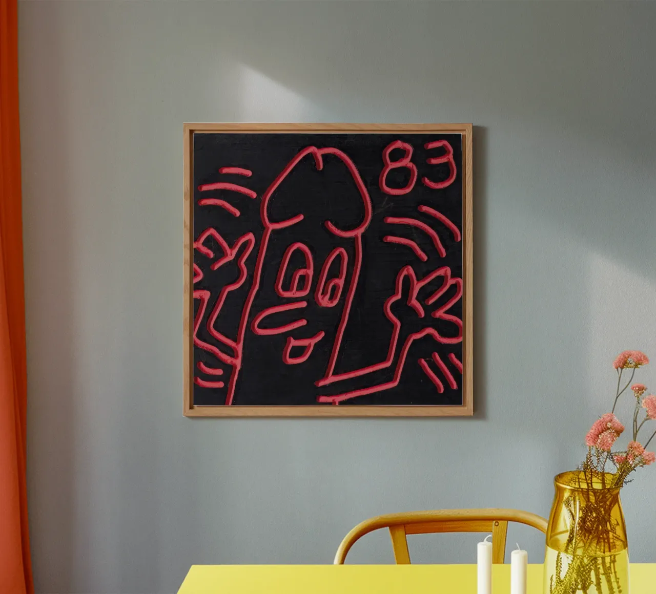 Keith Haring "Untitled", poster pop art con pene alluminio dibond da ClubArt