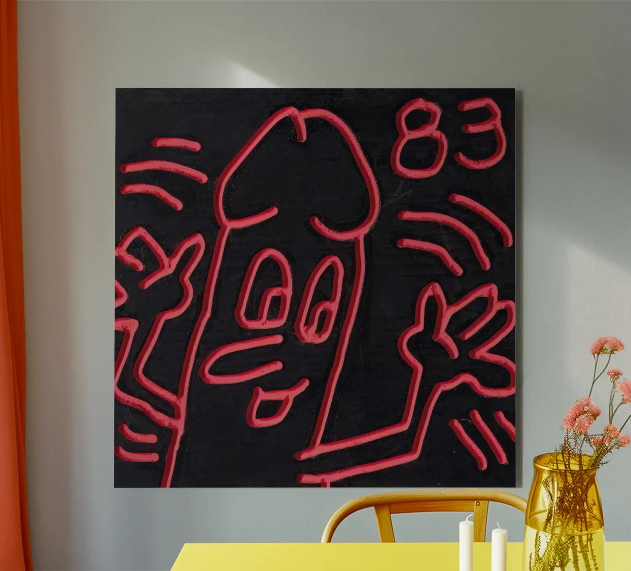 Keith Haring "Untitled", poster pop art con pene alluminio dibond da ClubArt