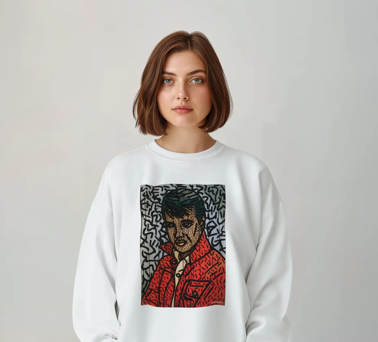 Ritratto pop art di Keith Haring "Elvis" Poster felpa da ClubArt