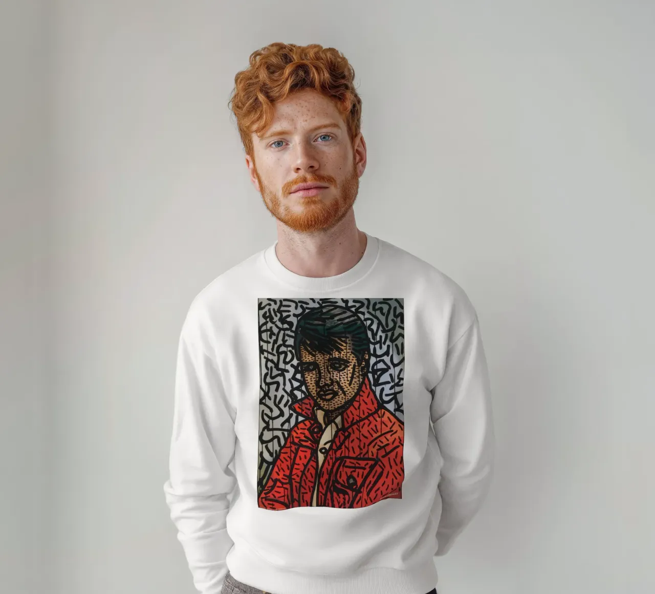 Ritratto pop art di Keith Haring "Elvis" Poster felpa da ClubArt