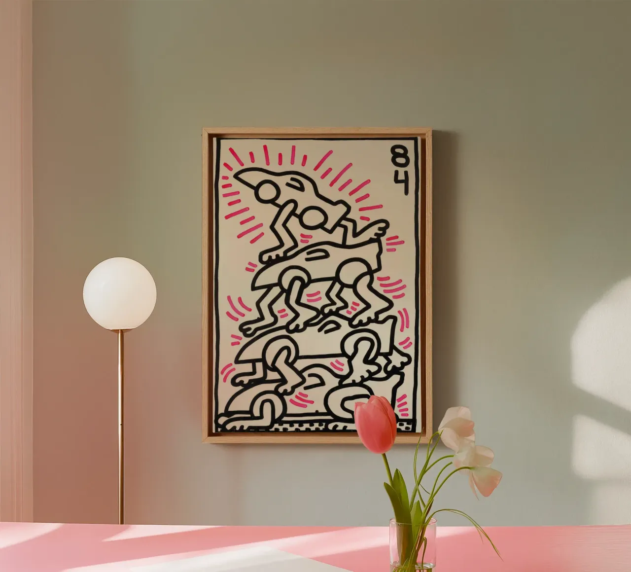 Keith Haring "Le Mans" Pop Art Racing Poster canvas met Baklijst van ClubArt