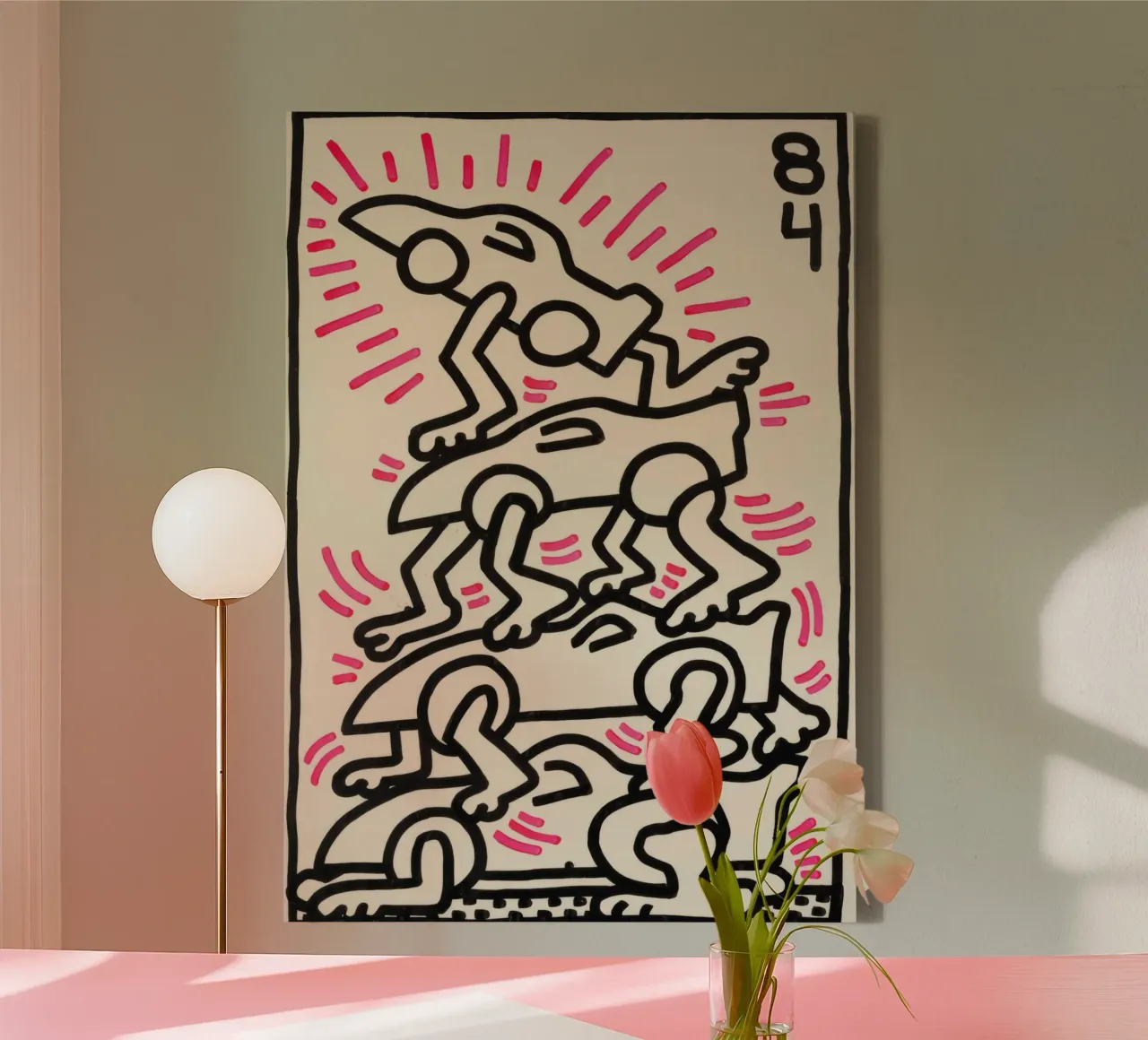 Keith Haring "Le Mans" Pop Art Racing Poster canvas met Baklijst van ClubArt