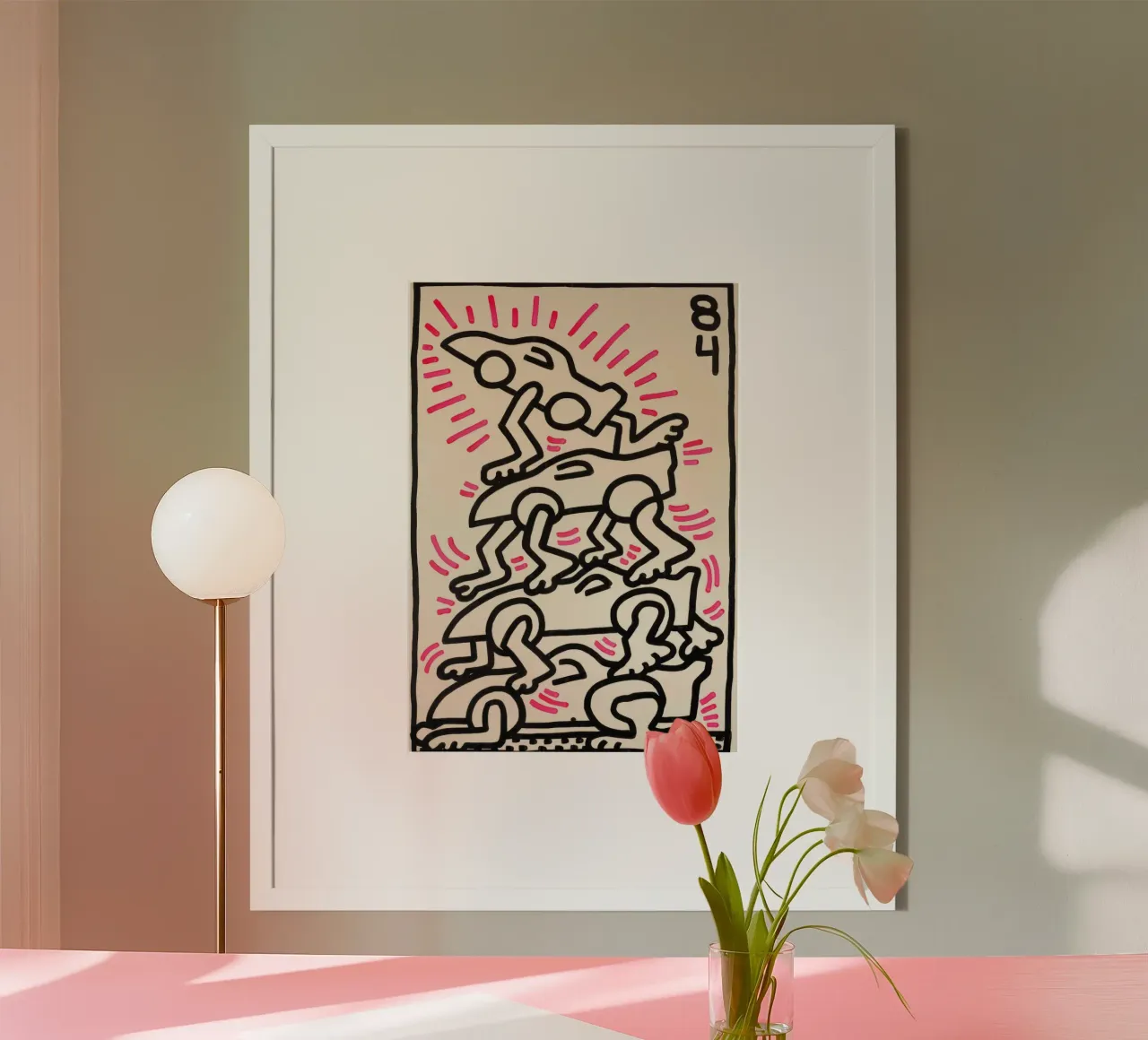 Poster da corsa Pop Art "Le Mans" di Keith Haring poster con telaio in plastica da ClubArt