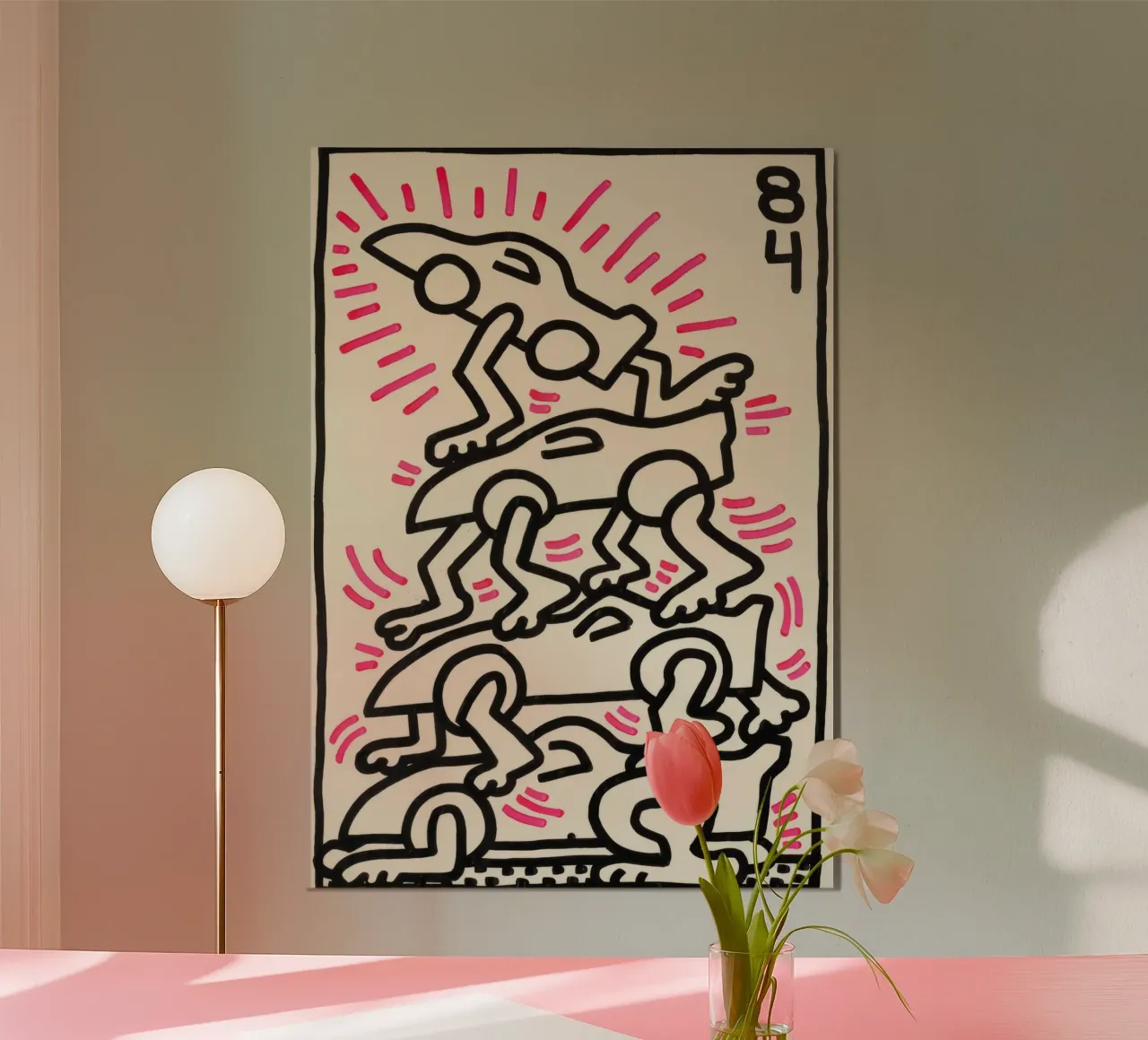 Poster da corsa Pop Art "Le Mans" di Keith Haring poster con telaio in plastica da ClubArt