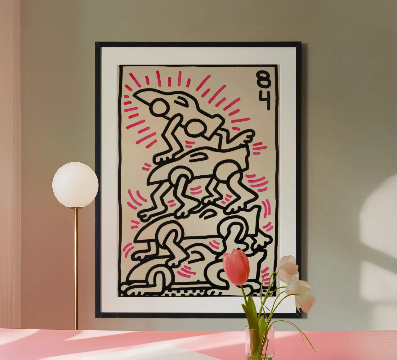 Poster da corsa Pop Art "Le Mans" di Keith Haring poster con telaio in plastica da ClubArt