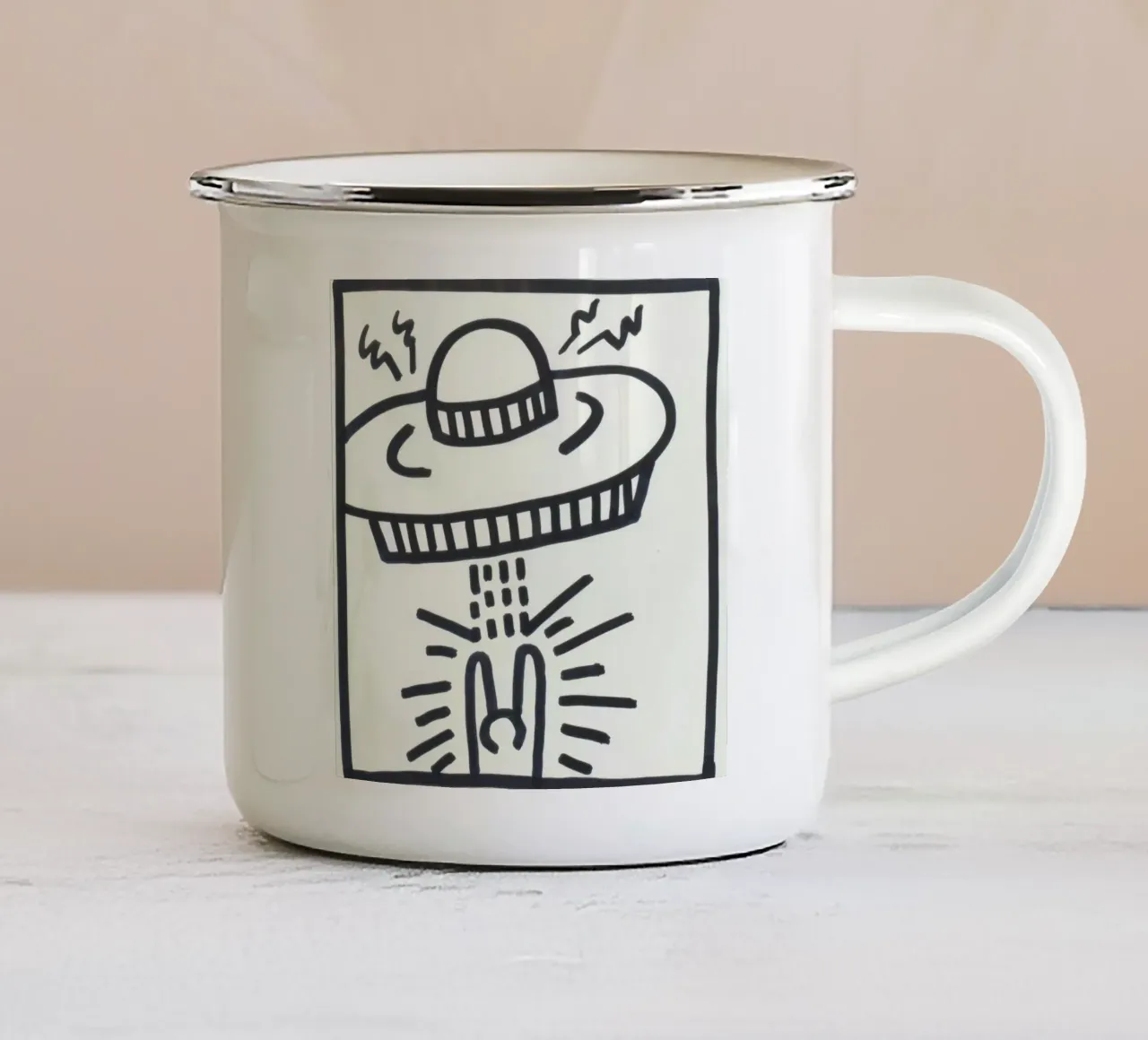 Poster alieno Pop Art "Senza titolo" di Keith Haring tazza in smalto da ClubArt